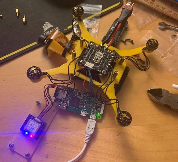 A quadcopter built with a Raspberry Pi, featuring a camera, GPS, and Bluetooth/WiFi control. I designed this project to learn about quadcopter dynamics and attempt to code my own flight controller using PID. Unfortunately, A Raspberry Pi has many drawbacks to be used as a flight controller, but I taught myself PID control and quadcopter dynamics to try it the HARD way.